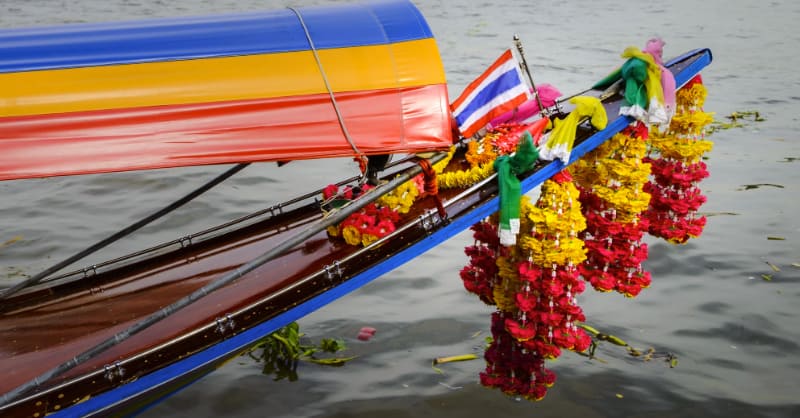 Thai longboat displaying pride in country